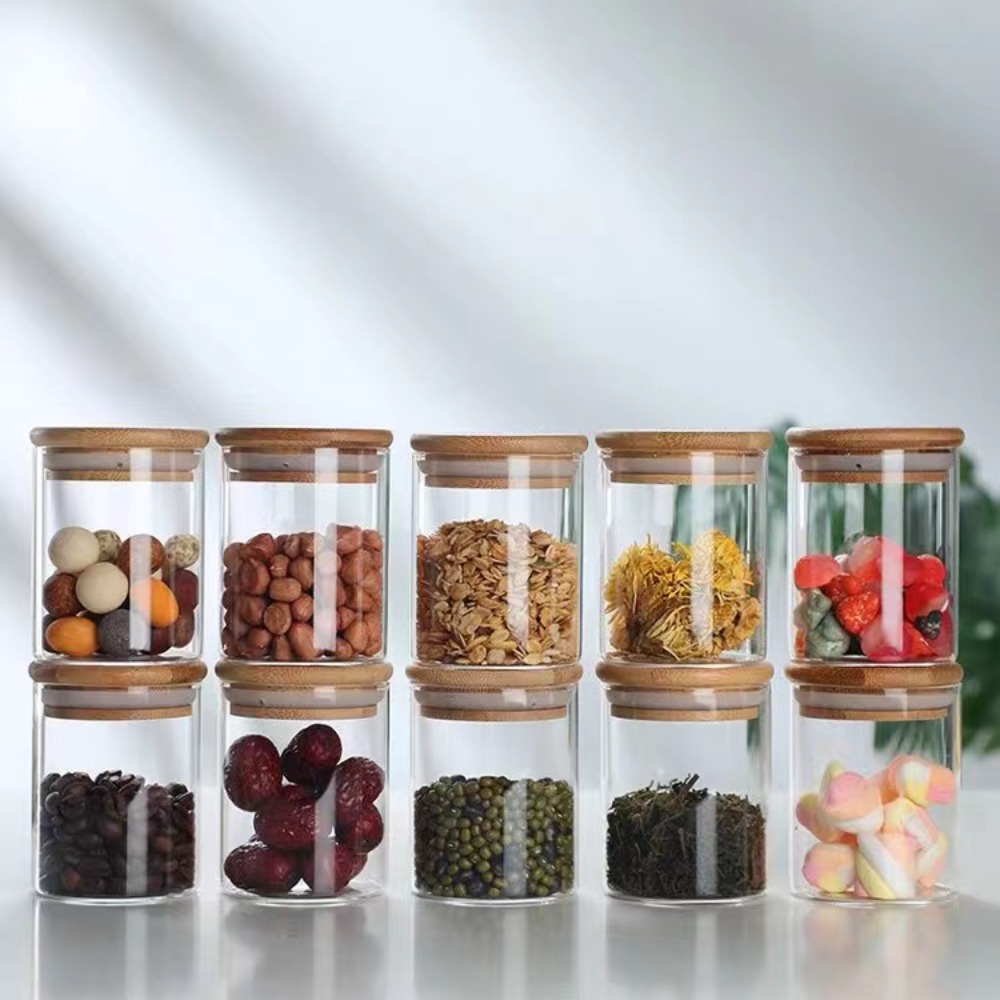 Food Snacks Candy - ถังเก็บอาหารทำจากไม้ไผ่ฝาปิดสำหรับห้องครัวเมล็ดกาแฟลูกอมชาธัญพืชกระป๋องที่เก็บขนมขบเคี้ยวบ้าน
