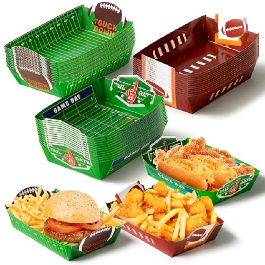 Food Snacks Game - จานอาหารขนาดใหญ่ - ชุด 36 ชิ้น ถาดเสิร์ฟอาหารกระดาษสำหรับงานปาร์ตี้