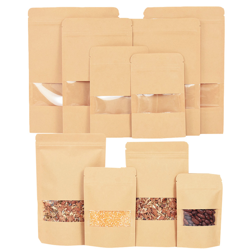 Food Snacks Candy - 20/50pcs กระดาษคราฟท์ซิปล็อคถุงหน้าต่างอาหารขนมขบเคี้ยวชาปิดผนึกด้วยตนเองกระเป๋างานแต่งงาน Candy ของขวัญบรรจุภัณฑ์กระเป๋า