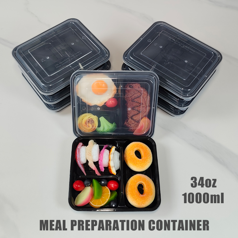 Food Prep Snacks - กล่องเตรียมอาหาร 3 ช่อง ขนาด 34 ออนซ์/1000