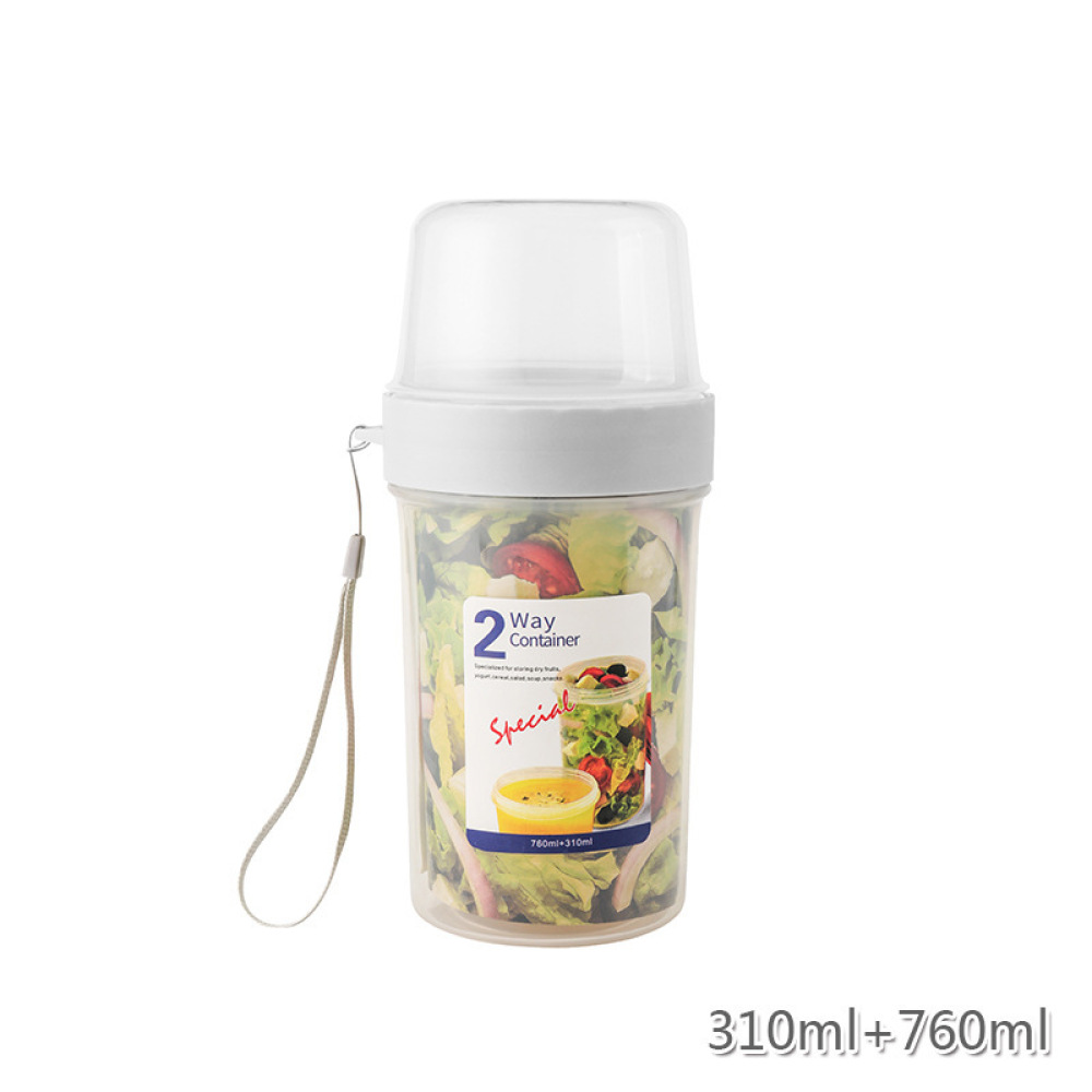 Food Prep Snacks - กล่องใส่อาหารสองชั้นป้องกันการรั่วซึมแบบพกพาสำหรับอาหารเด็ก โยเกิร์ต สลัด ผลไม้ ขนม ของว่าง