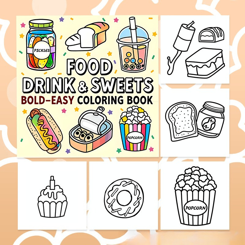 อาหาร เครื่องดื่ม และขนมหวาน ส - Food Snacks Coloring Book บทวิจารณ์และราคา