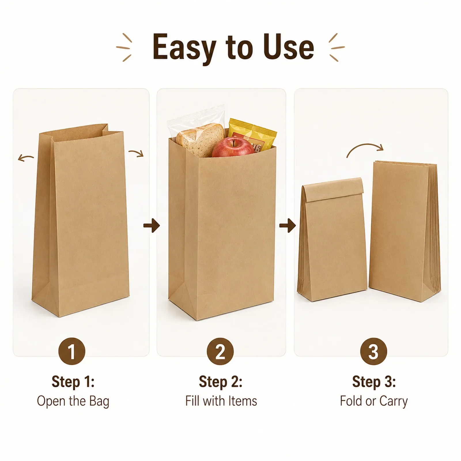 ถุงกระดาษคราฟท์สีน้ำตาลขนาดเล็ - Food Snacks Candy บทวิจารณ์และราคา