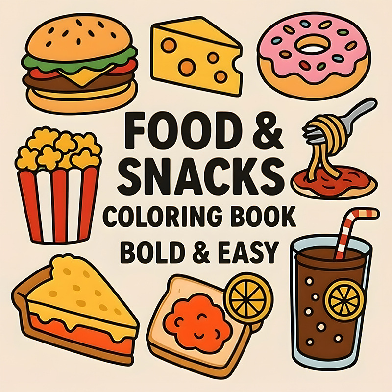 สมุดระบายสีธีมอาหารและขนมขบเคี - Food Snacks Coloring Book บทวิจารณ์และราคา