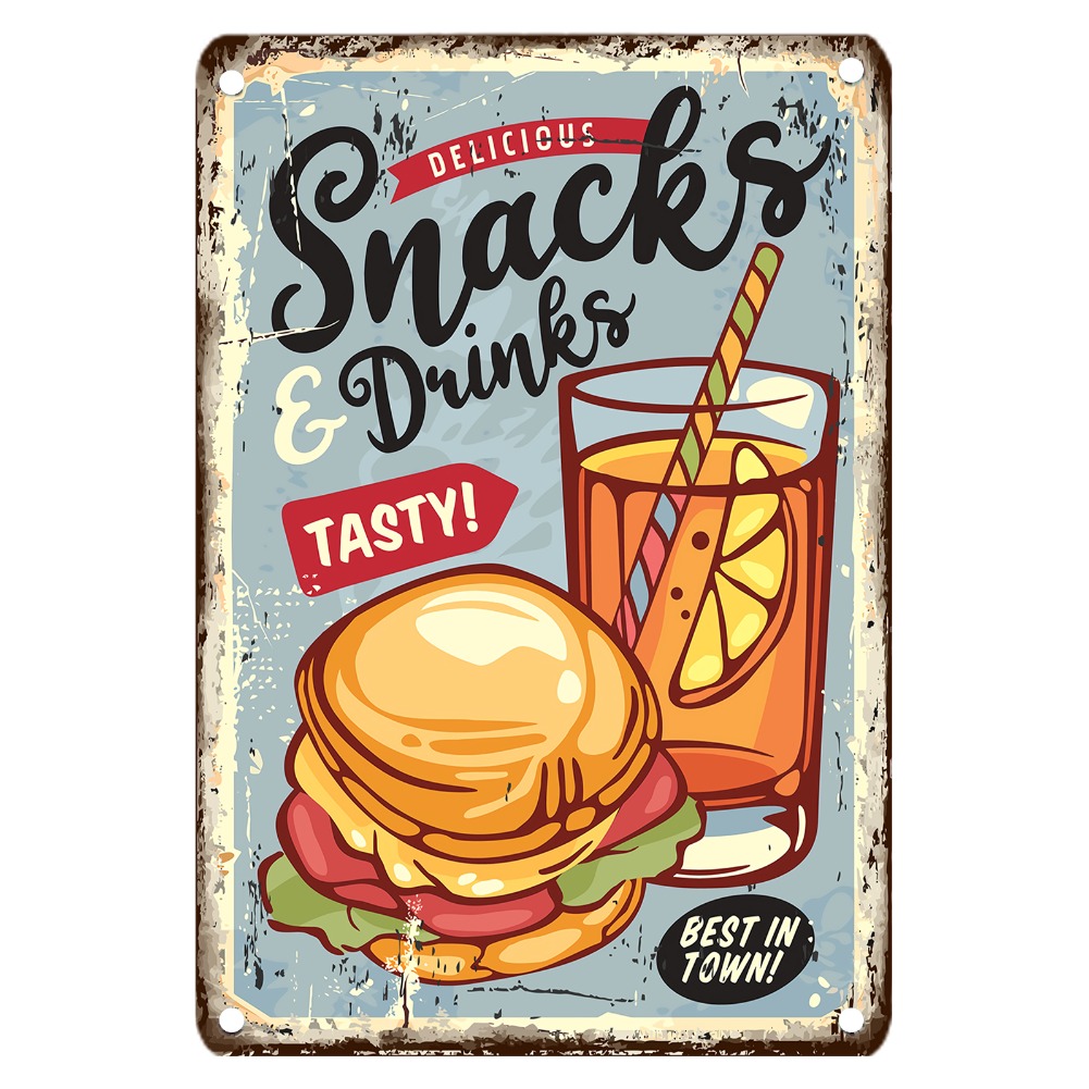 ป้ายโลหะวินเทจลายอาหาร ขนาด 12 - Food Snacks With Iron บทวิจารณ์และราคา