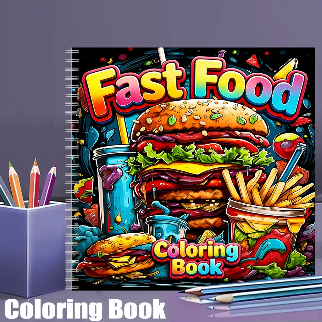 สมุดระบายสีอาหารจานด่วนสำหรับผ - Food Snacks Coloring Book บทวิจารณ์และราคา